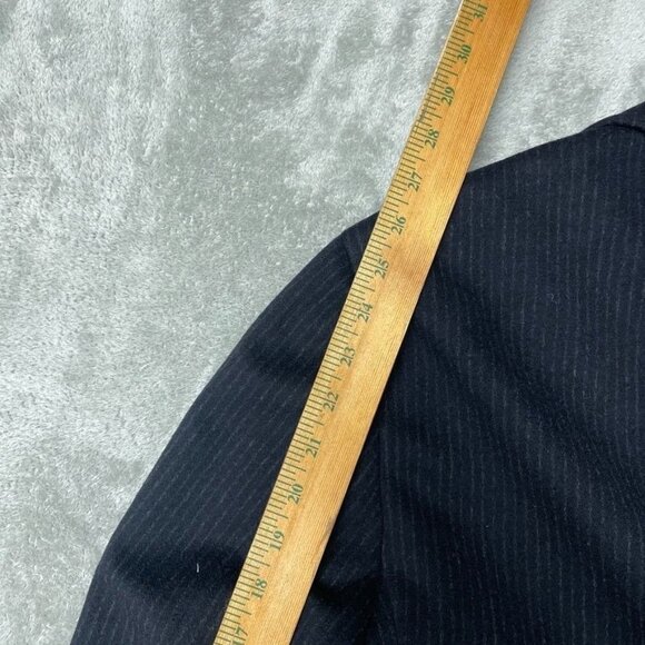 Canali Mens Black Pinstripe Cashmere Overcoat 3-Button 46R Made In Italy c159 - Picture 12 of 14